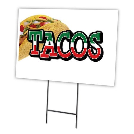 Signmission Tacos Yard Sign & Stake outdoor plastic coroplast window, C-1216-DS-Tacos C-1216-DS-Tacos